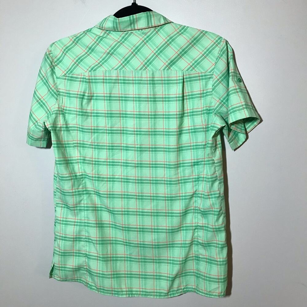 Cmp Dry Function Short Sleeve Button Up Green Pla… - image 2